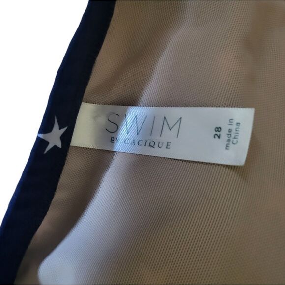 LANE BRYANT CACIQUE SWIM STARS & STRIPES NO WIRE BRA LACE-UP BIKINI TOP SZ 28 - Picture 9 of 9